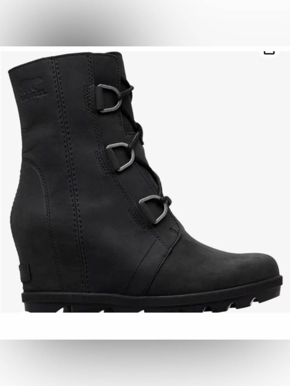 Sorel Black Leather Joan of Arctic Wedge